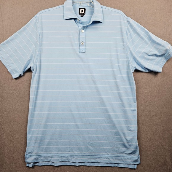 FootJoy Light Blue Striped Polo Shirt - Picture 1 of 6